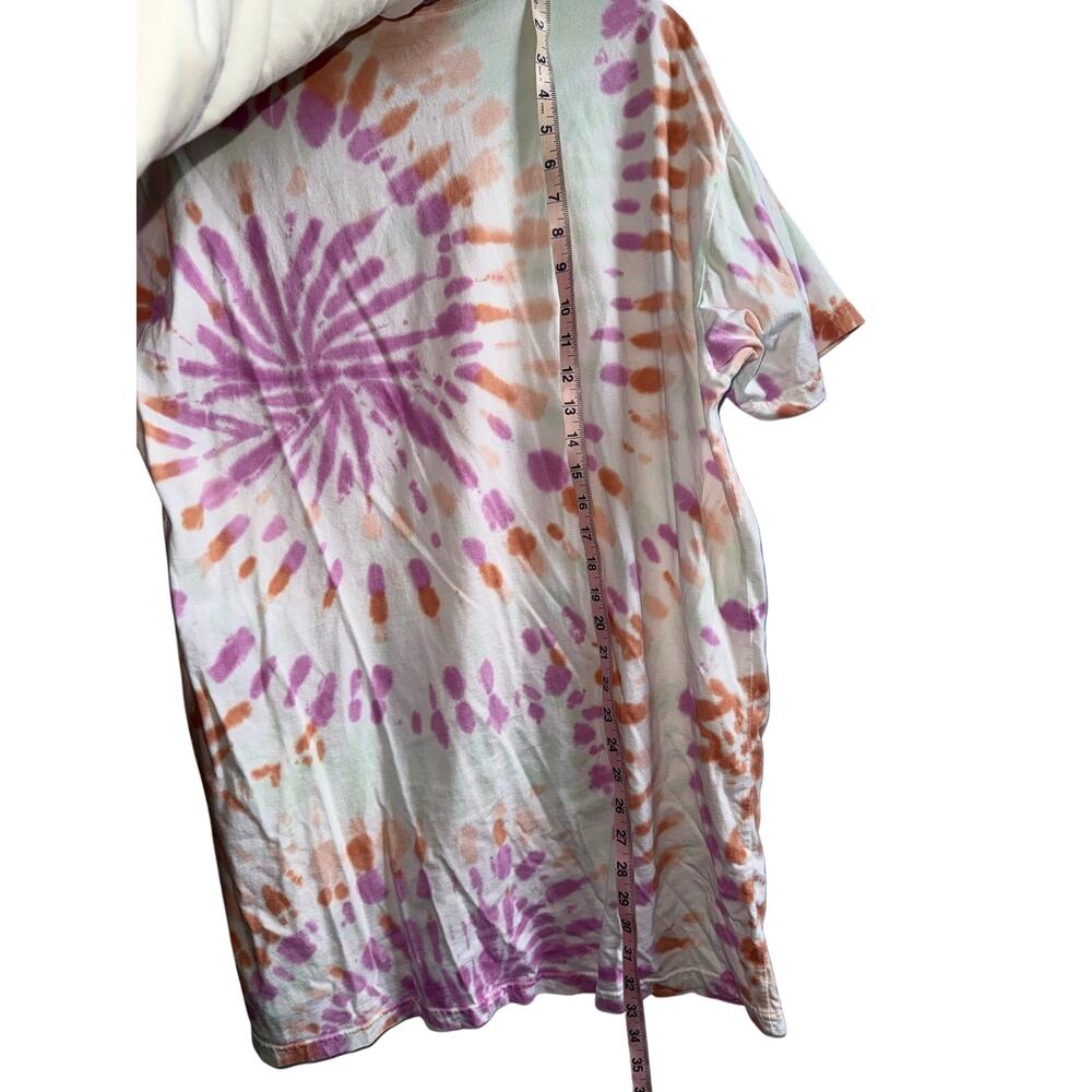 Vans Off The Wall Tie Dye T-Shirt Dress Spiral Pastel Peach Purple Mint Large - Picture 7 of 8